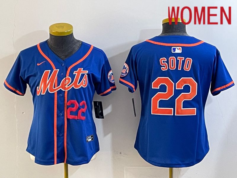 Women New York Mets #22 Soto Blue Game 2024 Nike MLB Jersey style 1->youth mlb jersey->Youth Jersey
